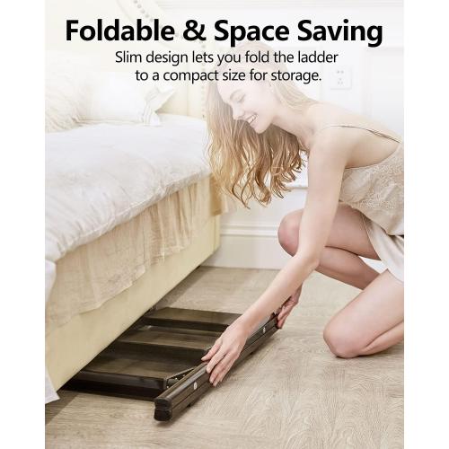 Step Ladder 3 Step Folding, Small Step Stool for Adults, Portable Anti-Slip Iron Stepladder with Wide Pedals for Home and Kitchen Use, Space Saving - Black (300 lbs)