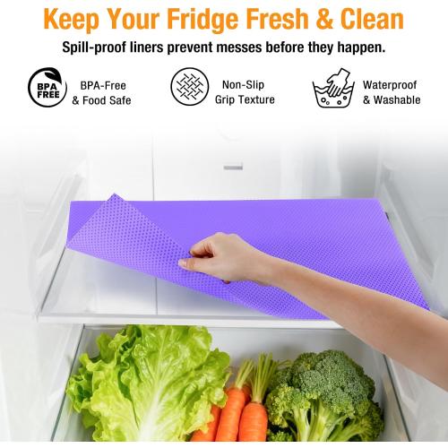 10Pack Refrigerator Liners,Fridge Shelf Liners,17.7x11.4 in,Purple