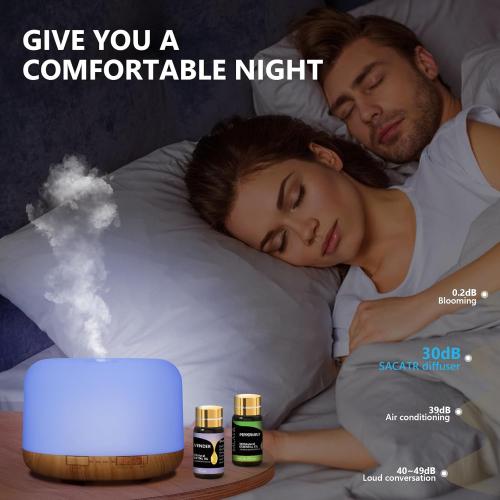 Set of 36 Size 36x5ML SACATR Essential Oil Diffusers for Home with 36 Oil Diffuser Sets, 500ml Aroma Diffuser for Essential Oils Large Room, Ultrasonic Cool Mist Diffuser Auto Shut-Off 4 Timers 15 Colors (36x5mL)