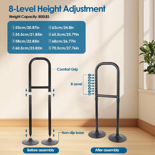 Stand Assist Aid for Elderly, 8 Level Height Adjustable Standing Assist Devices, 800lb Capacity Standing Aids for Seniors, Portable Mobility Aids for Elderly Seniors Indoor/Outdoor Use