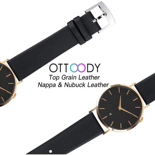 Color Black Leather Watch Bands Quick Release Watch Straps, Elegant & Ultra-Soft Top Grain Leather Watch Band for Women Men, Choice of Color & Width - 12mm 14mm 16mm 18mm 20mm 22mm for Watch & Smartwatch