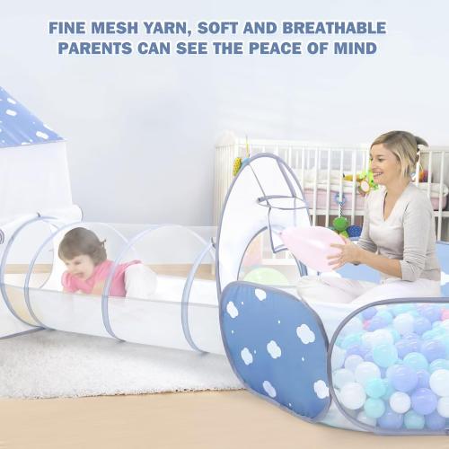 Dreamon 5 in 1 Kids Play Tent with Tunnel, Pop Up Play Tent with Ball Pits for Toddlers, Foldable Kids Tunnel with Carry Bag and Basketball Hoop, Toddler Tents Indoor & Outdoor