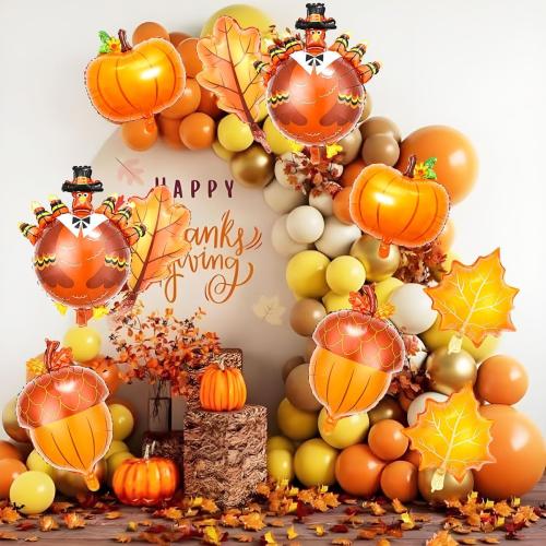 10Pcs Fall Thanksgiving Balloons - 32Inch Large Turkey Balloons - Pumpkin Foil Balloon for Thanksgiving Party Decorations Supplies - Fall Theme Party Decorations