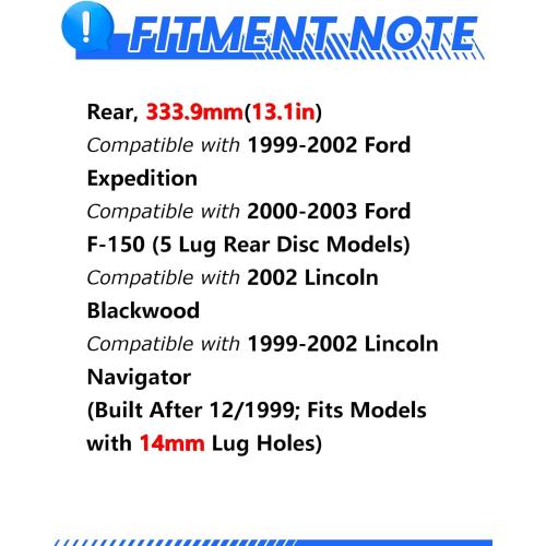 Anpulsero Rear Automotive Replacement Brake Kit, Drilled Slotted Brake Rotors Brake Pads Compatible with 1999-2003 Ford F150, 1997-2002 Expedition|Noise Free Brake Pads Rotors Kit |333.9mm(13.1in)