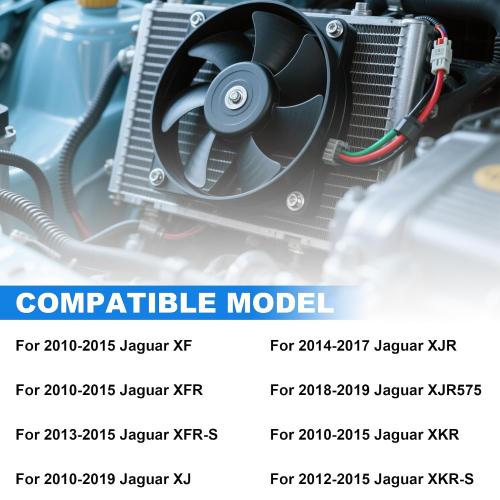 Engine Radiator Cooling Fan Assembly Compatible with 2010-2015 Jaguar XKR/XF for 2010-2019 Jaguar XJ C2D38737 C2P17120