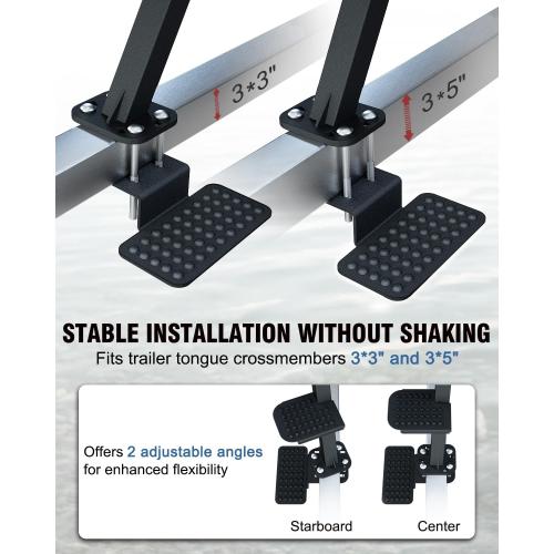 Boat Trailer Steps, Heavy-Duty Trailer Tongue Steps with Safety Grab Handle, Fits 3 x 3 & 3 x 5, 450lbs Capacity (4 Step, Textured Tread)