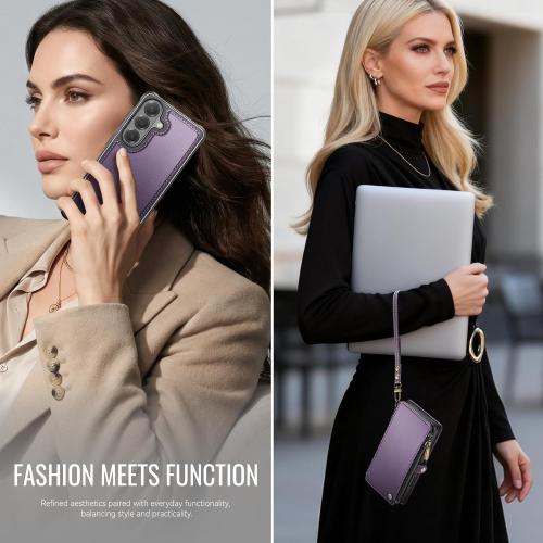 for Galaxy S25 - Phone Case Wallet Magnetic Detachable, Purple