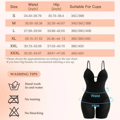 Size L Slimers Body Shaper for Women Tummy Control U Plunge Backless Full Body Shapewear Mid Thigh Mesh strapless Bodysuit Top