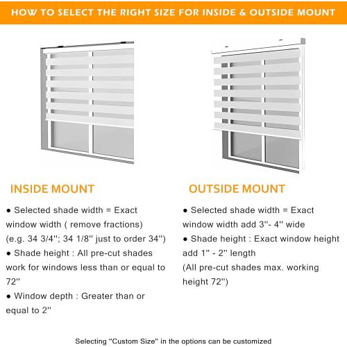 Zebra Roller Shades, Dual Layer Roll Up Blind for Living Room, Semi Sheer Shades Window Privacy Light Control for Day and Night, (Maximum Height 72inch, White Color, Width 24 inch)
