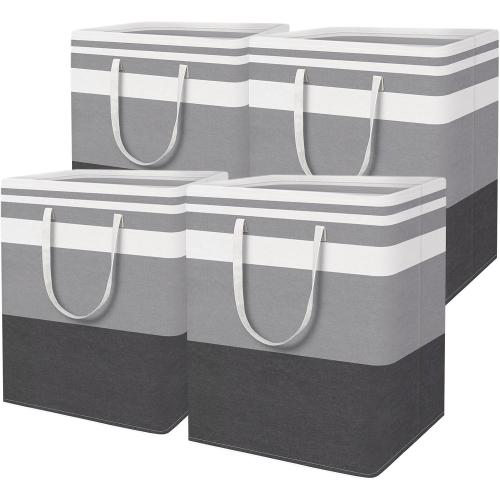 HomeHacks 4-Pack Large Laundry Basket, Waterproof, Freestanding Laundry Hamper, Collapsible Tall Clothes Hamper with Extended Handles for Clothes in the Dorm and Family-(Gradient Grey, 100L)‼️has mild stains‼️