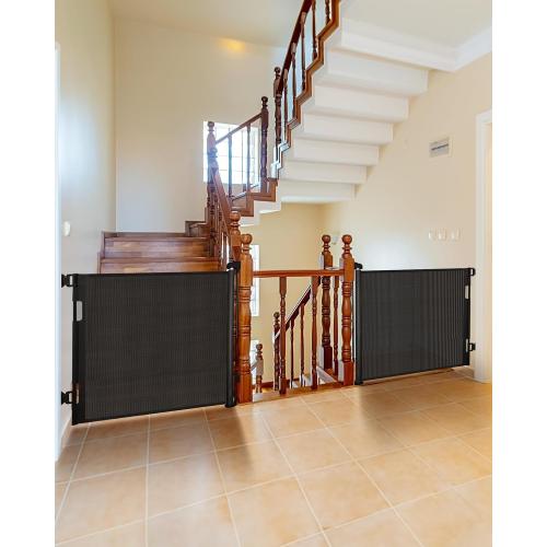 (2 Pack) Retractable Baby Gate for Doorways and Stairs, Mesh Safety Gate for Pet, Indoor & Outdoor Use, One-Hand Operation, Easy Installation, 33.6 Tall, Expands to 55 Wide（Black,33.6x55