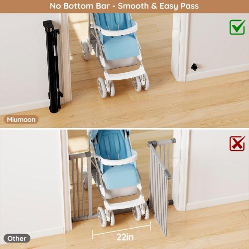 Miumoon One-Hand Operation Retractable Baby Gates, 150 inch Retractable Gate with Reinforced Strip Design to Prevent Crawling Through, 12 FT Extra Wide Retractable Dog Gate for Indoor/Outdoor