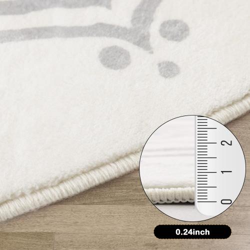 Carvapet 2' Small Round Area Rug Chic Boho Mandala Print Circle Rugs Non Slip Machine Washable Floor Mat Soft Throw Rug for Powder Room Entryway Bathroom Nursery Bedside Floor Decor Ivory Grey