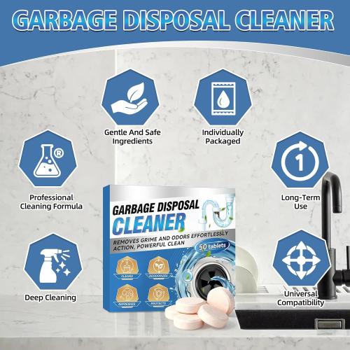 Garbage Disposal Cleaner and Deodorizer 30 Pack, Powerful Garbage Disposal Cleaner Tablets, 1 Year Supply For Kitchen Sink, Drain Clean, Home Cleaning Essentials (50 count)