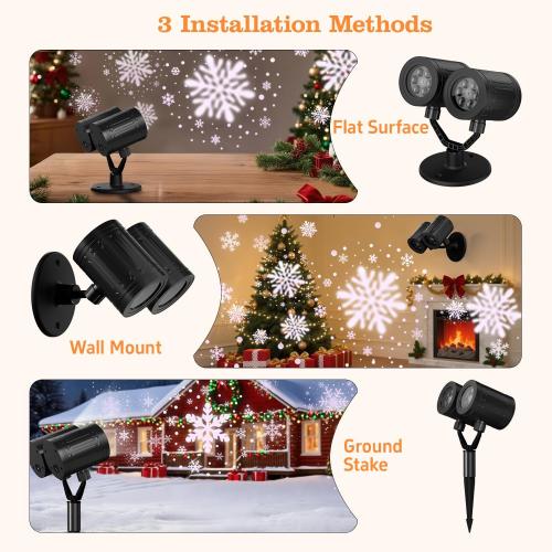 Christmas Projector Lights Outdoor, Snowflake Lights Night, Christmas Dynamic Snow Lamp Projection, Xmas Holiday Indoor Party Decor, Waterproof Snow Flake Projector Light Home Decorations
