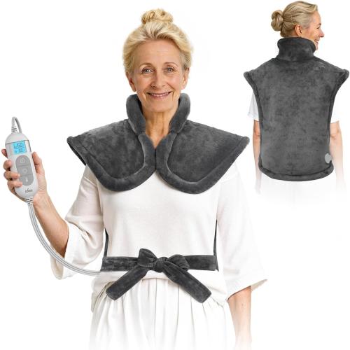 iDOO Electric Heating Pad for Back, FSA Eligible Items, Birthday Mothers Day Gifts for Mom Women, Weighted Large Heat Pad 24x33 for Neck & Shoulders Pain Relief, 5 Heat & 4 Timer Settings