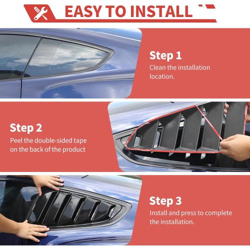 Black Quarter Side Window Louvers Sun Shade fit for Ford Mustang 2015  Window Louvers Scoop Vent Panel Exterior Accessories
