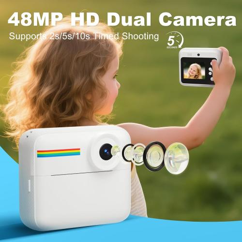 OTJ Camera Instant Print - 1080P Instant Cameras That Print Photos with 32GB Card - Daurable Digital Printable Camera Birthday Gift