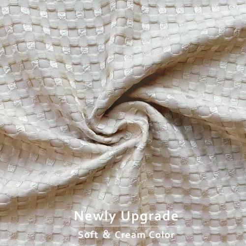 MIYE Pleated Waffle Weave Bed Skirt, Tailored Dust Ruffle 14 Inch Drop Easy Fit, Machine Washable,No Split Corners (Beige, Queen - 14 Drop)
