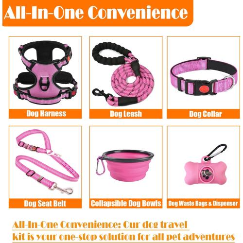 LOBEVE No Pull Dog Harness, Collar & Leash Set with Travel Accessories