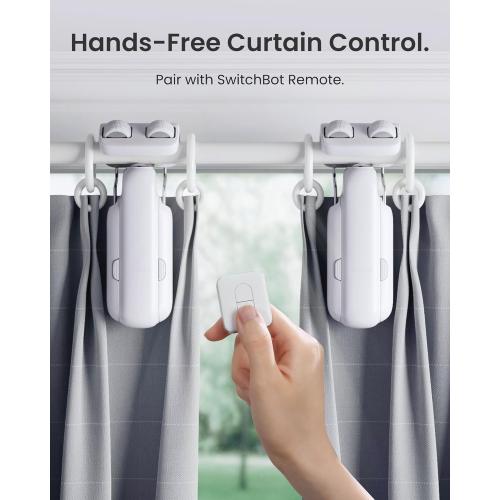 SwitchBot 2025 Automatic Curtain Opener 3 Rod-Bluetooth Remote Control, WiFi&Smartphone Control, Upgraded High-Performance, Add Hub to Compatible with Alexa, Google Home, HomeKit