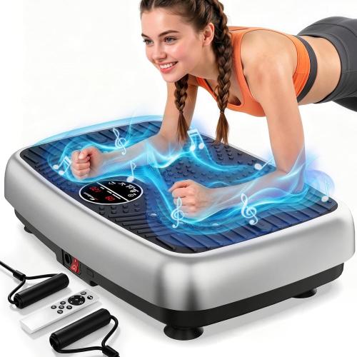 Vibration Plate Exercise Machine, EvoSpark Dual Motor Vibrating Plate for Lymphatic Drainage Weight Loss 450 Lbs Capacity, 120 Levels Full Body Workout Shake Platform Machines for Women Men