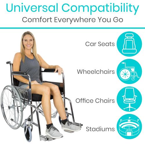 Vive Wheelchair Cushion - Gel Seat Pad for Coccyx, Orthopedic Back Support, Sciatica & Tailbone Pain Relief - Waterproof Cover   4 Layer Foam Support and Comfort - for Pressure Sores