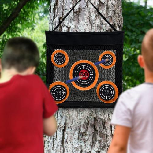 Shooting Practice Target Toy Storage Mesh Bag Compatible with Nerf Darts, Portable & Foldable Dart Zone for Kids Boys Girls 6
