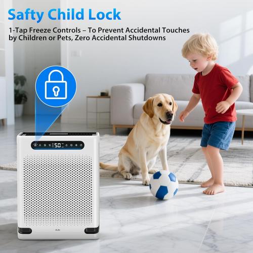 Air Purifiers for Home Large Room Up to 2600 Ft², HEPA Air Purifier with Washable Filter & Air Quality Display, Powerful Turbo Mode Air Cleaner for Pet Hair Odors Smoke Dust