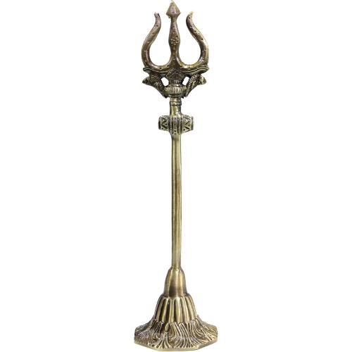 eSplanade Brass Shiva Shiv Bholenath Trishul Trident with Damru - 11 Inches