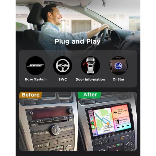 Eonon Android 13 Car Stereo Compatible with GMC/Chevy/Buick, Wireless CarPlay & Android Auto, 8 Inch Touchscreen Car Radio, SWC, Bluetooth 5.4, Navigation, Rear Camera, 2G 32G-GMA13