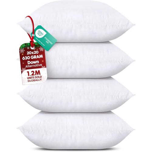 Decorative cushions (set of 4, white), 50 x 50 cm, for sofa, bed and chair