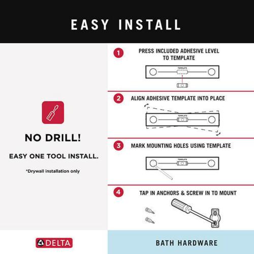 Delta Double Towel Hook for Bathroom or Kitchen| Matte Black | Tetra Accessories