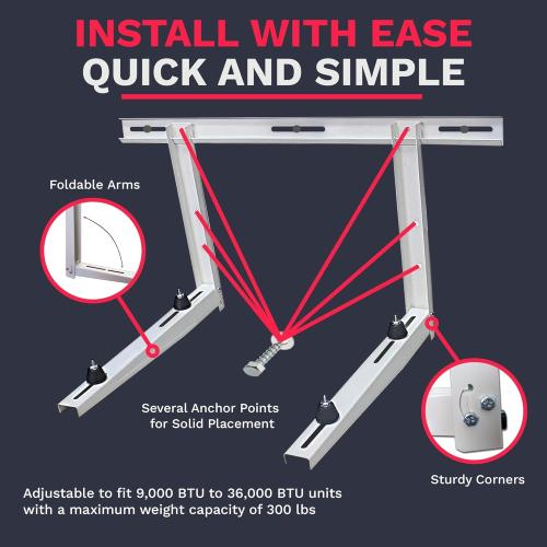 White DuctlessAire Outdoor Wall Bracket - Mini Split Mounting Bracket - Ductless Air Conditioner Wall Mount - Mini Split AC/Heating System Accessories for Window AC, HVAC, Heat Pump & More (9000-36000 BTU)