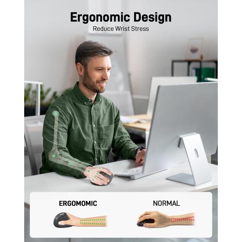 acer Ergonomic Mouse Wireless, Adjustable DPI Vertical Mouse 1000/1200/1600 with 6 Buttons, Rechargeable Ergo Mice with 2.4GHz USB Receiver for Computer, Laptop, PC, iMac and Desktop