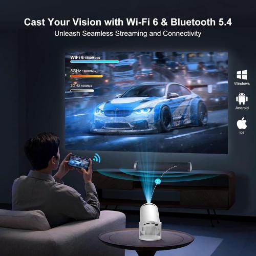 [2025 New] HY300PRO  Smart 4K Projector WiFi Bluetooth, Salange Mini Projector Android 11.0, Short Throw Projector 1080P HD, 180° Adjustable, Auto Keystone Correction, Outdoor Movie Projector Portable