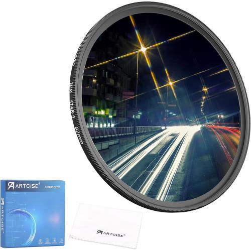 ARTCISE Star Filter 4 Lines – 77mm 4 Point Cross Screen Lens Filter for DSLR Camera Lens, Night Photography, Light Streak Effects (49mm)