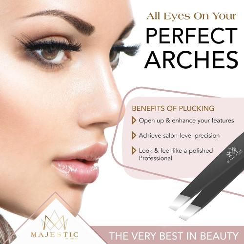 Majestic Bombay Fine Point   Slant Tweezers for Women and Men – Splinter Ticks, Facial, Brow and Ingrown Hair Removal–Sharp, Needle Nose, Surgical Tweezers Precision best tweezers for chin hair