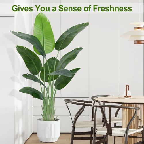 Lifelike Bird of Paradise Artificial Plant,5ft Faux Banana Leaf Tree with 10 Trunks - Perfect Indoor Silk Floor Plant for Home Decor in Living Room, Office, and Bedroom 1Pack