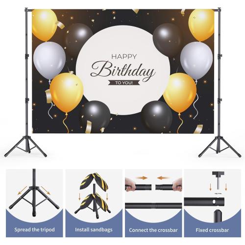 Backdrop Stand 10x7.5ft, Height Adjustable and Width Adjustable Backdrop Stand, Back Drop Stand for Balloon Arch, Photo, Parties
