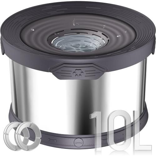 UPSKY 10L Dog Water Bowl No Spill Stainless Steel for Slow Drinking Grey