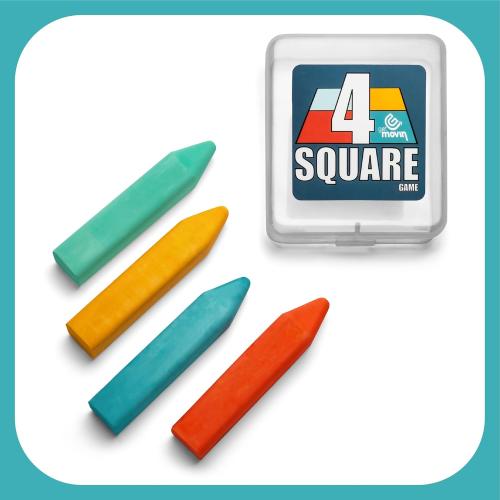 GETMOVIN SPORTS 4 Square Game Kit with Premium 4 Square Ball (8.5”) Hand Pump Air Needle 4 Brightly Colored Chalk Sticks with Container Soft Tape Measure Premium Storage Bag Outdoor Portable Fun!