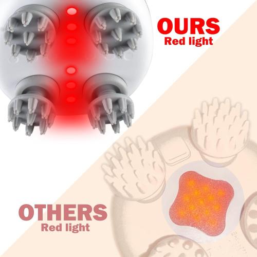 Electric Head Massager Waterproof,with 4 Detachable Massage Heads,Wireless Portable Red Light Care Handheld Massager,4 Massage Modes Stress Relax for Scalp,Suitable The Whole Body and Pets