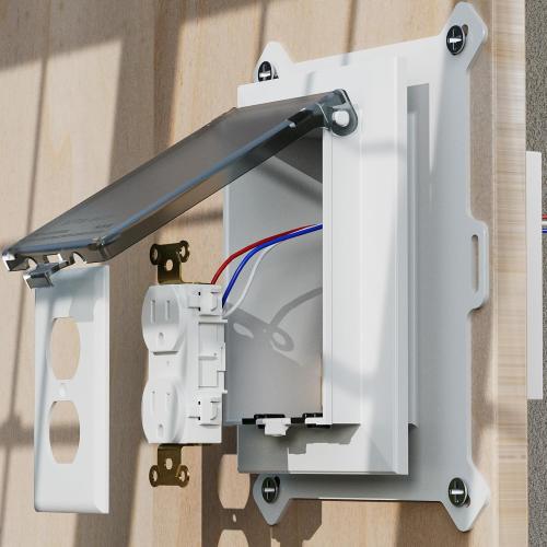 Recessed Outlet Box, DBVS1C-1 Low Profile Electrical Outlet Boxes, Wall Plate Kit for New Vinyl Siding, Enclosed Weatherproof Pack with Duplex & Decorator Style Covers, 1-Gang,Clear, Vertical