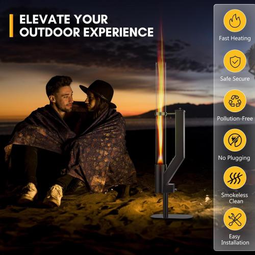 Rayzi 58 Inch Pellet Stove, Patio Heater Wood Pellet Heater, Pellet Fire Pit for Outdoor - Smokeless Wood Pellet Burning Flame, Outside Backyard Bonfire, Fireplace for Camping Patio Garden Picnic