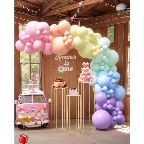 Set of 3 Color Gold Cylinder Stands for Party, 3PCS Hexagon Pedestal Stand, Cilindros Para Fiestas Cake Table Stand for Parties Cylinder Tables for Parties Hexagon Cylinder Stands for Party