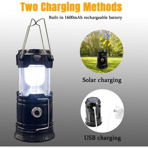 Collapsible Portable LED Camping Lantern XTAUTO Lightweight Waterproof Solar USB Rechargeable LED Flashlight Survival Kits for Indoor Outdoor Home Emergency Light Power Outages Hiking Hurricane 4-Pack
