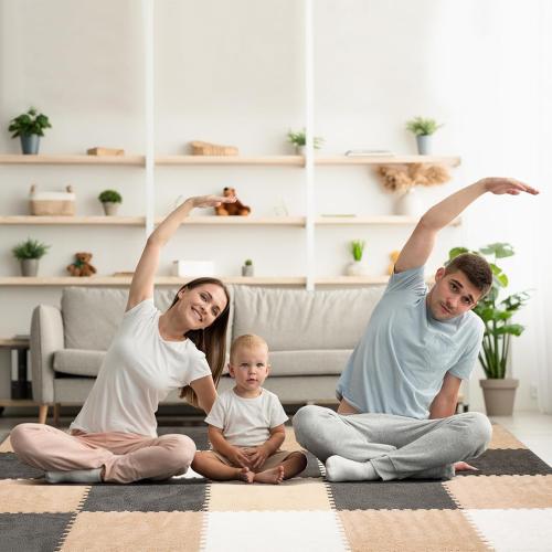 ZENOWICK 36 Pcs Plush Interlocking Carpet Tiles, Puzzle Play Mats for Floor | Anti-Slip Shaggy Foam Carpet Tiles for Toddler Baby, EVA Foam Tiles for Nursery, Playroom(Grey White Light Brown)