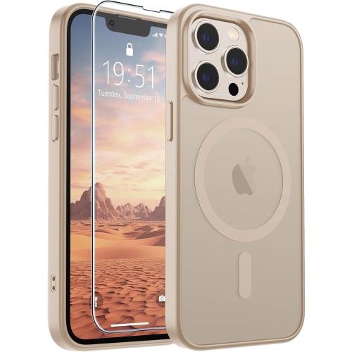 SUPFINE Magnetic for iPhone 13 Pro Case(Compatible with MagSafe)(Military Grade Drop Protection) Slim Translucent Matte Shockproof with Anti-Fingerprint Phone Case,Desert Gold