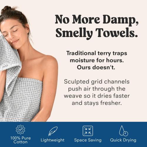 ONSEN Sculpted Terry Face Towels, 100% American Cotton, Quick Dry COLOR GRENN AND WHITE
